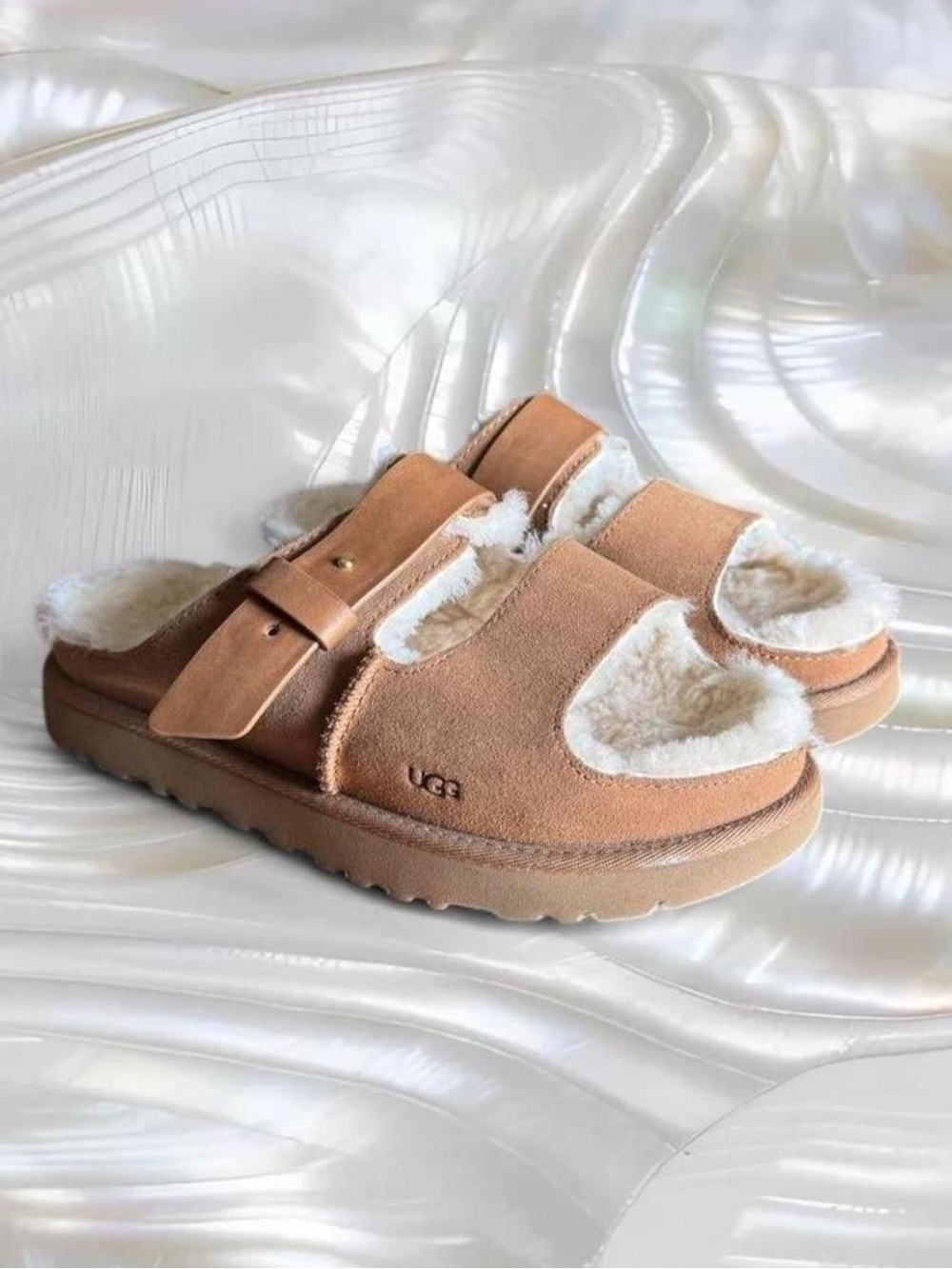 UGG Greenport Suede Fur Slides